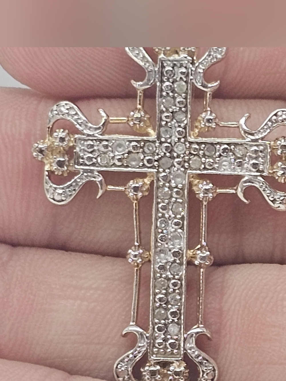 Elegant Gold and Silver Crystal Cross Pendant - Women Jewelry